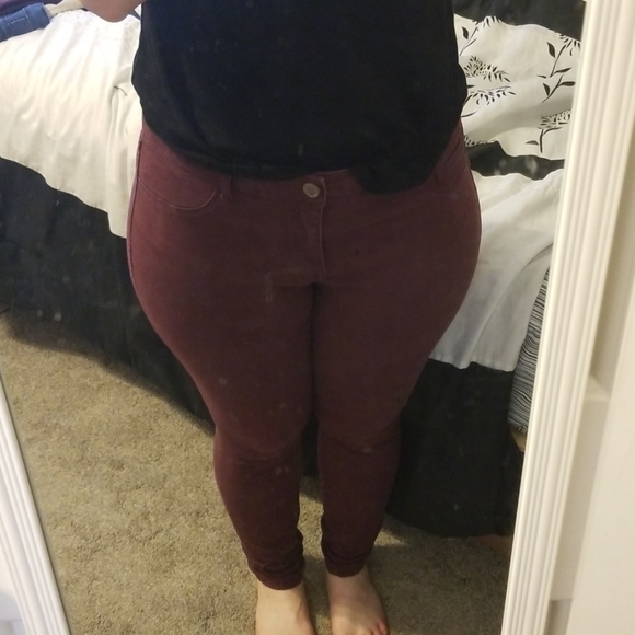 Burgundy Refuge Skinny Jeans - Picture 1 of 4
